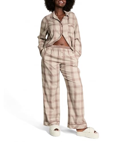 Victoria's Secret PINK Flannel Pajama Set, Long Sleeve Button Down